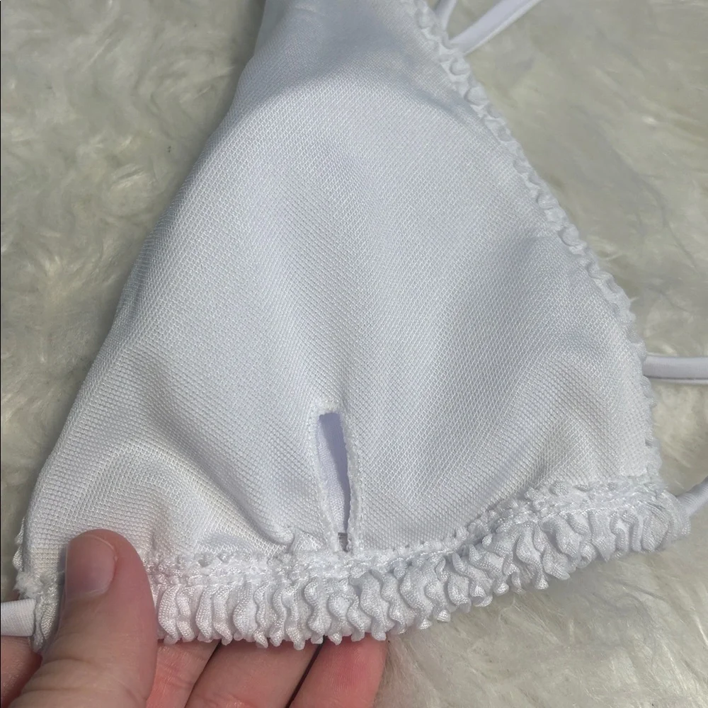 NWT Hisaguhe White Textured Triangle Bikini Wrap Around Set Size S